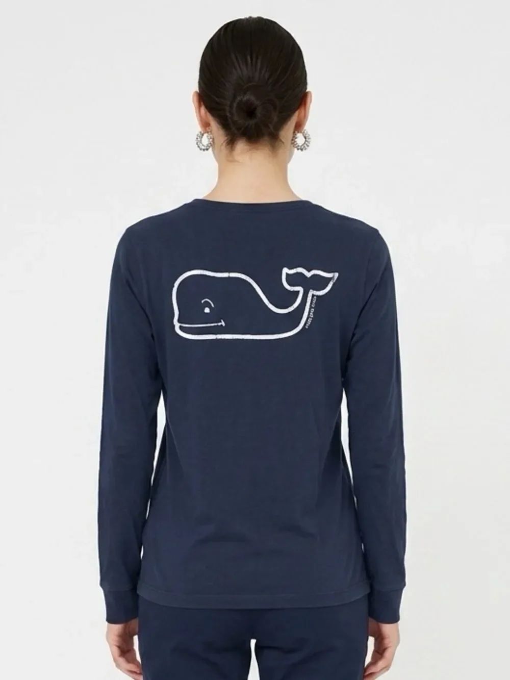 VINEYARD VINES | Navy Blue & White Long Sleeve Graphic Tee Women’s Size Medium